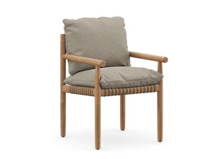 Садовый стул из тикового дерева и ткани с подлокотниками