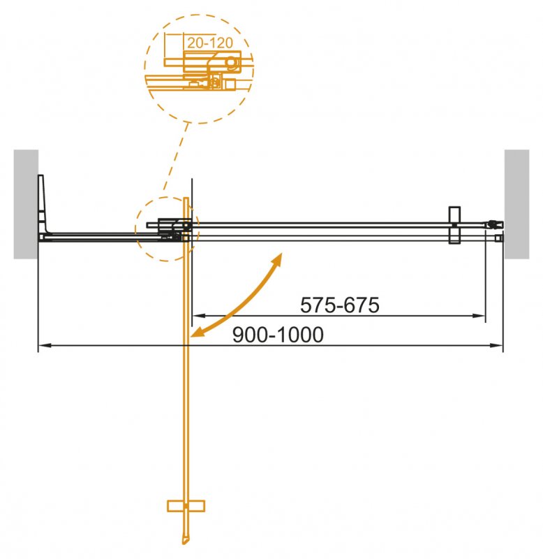 Душевая дверь в нишу CEZARES SLIDER-B-1-90/100-C-NERO  - Вид №1