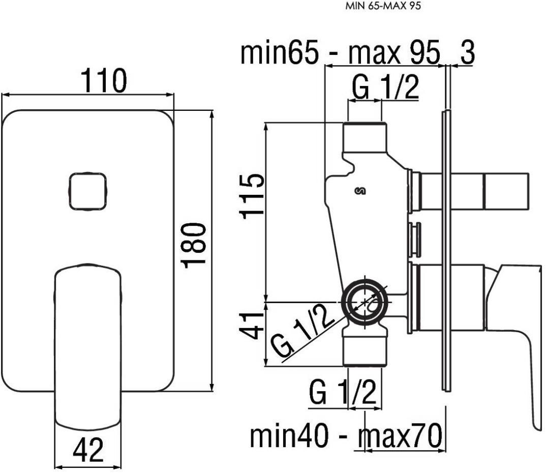 Nobili Rubinetterie Смеситель для душа, однорычажный, с переключателем Acquaviva Vv103100cr - Вид №1