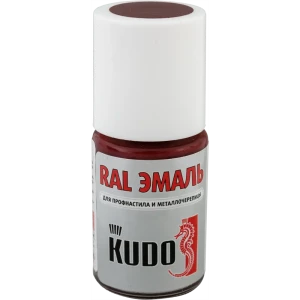 Эмаль для металлочерепицы Kudo с кисточкой цвет винно-красный 15 мл