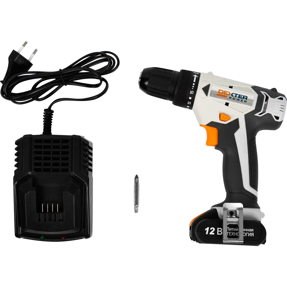 Дрель-шуруповерт аккумуляторная Dexter Power CDT112LD.T, 12 В Li-ion 2 Ач STLM-2182988 - Вид №4