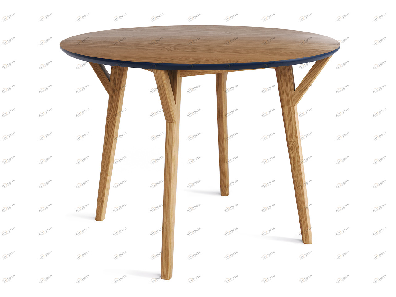 Обеденный стол круглый натуральный дуб, темный кобальт 102 см Circle THE IDEA  210008 Бежевый 