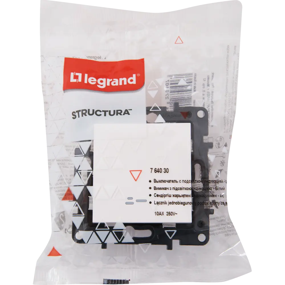 Выключатель встраиваемый Legrand Structura 1 клавиша с подсветкой цвет белый STLM-2090514 - Вид №4
