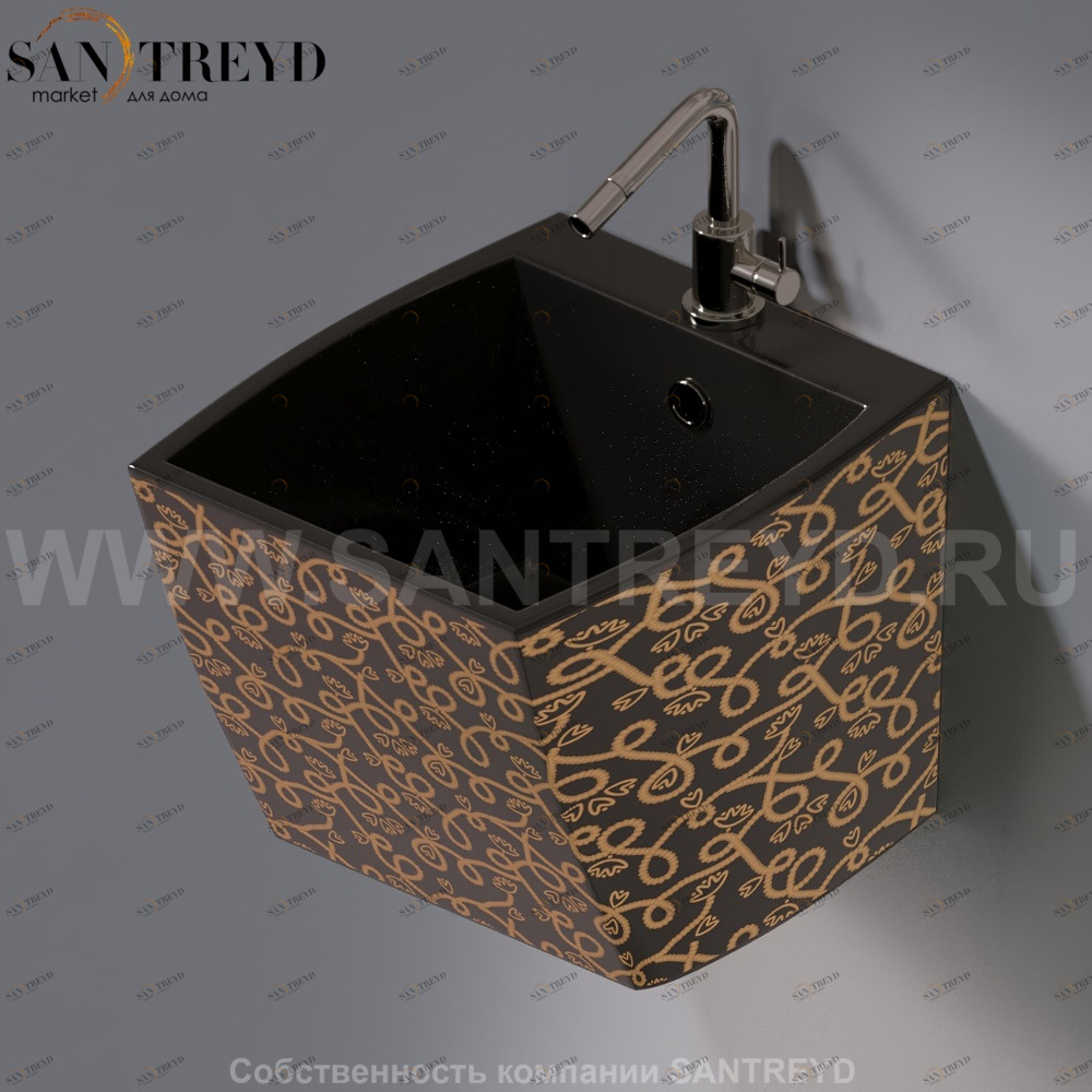 L253.401G Подвесная раковина настенная овальная A. e T. Italia SQUARE черная AeT ITALIA