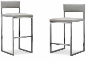 Minotti Высокий табурет с металлическим основанием и мягким сиденьем