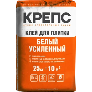 Клей для плитки Крепс Усиленный белый 25 кг