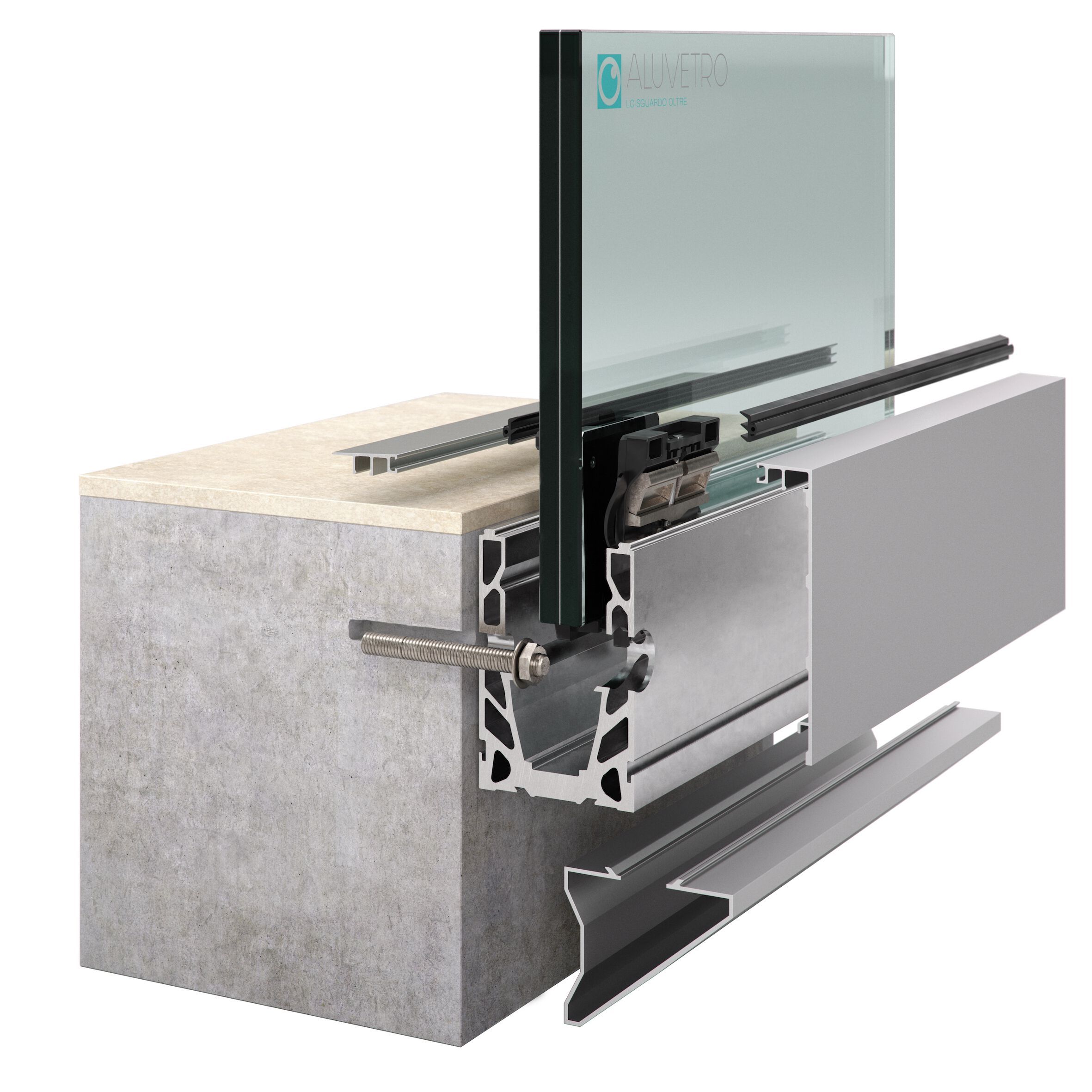 Стеклянный парапет для окон и балконов ALUVETRO система балюстрады GARDA ARCH-00040572 - Вид №12