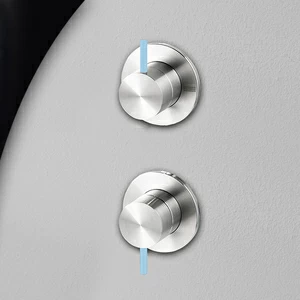 Смеситель для душа глянцевая сталь с голубой ручкой Toki Radomonte TKI9LCIL27