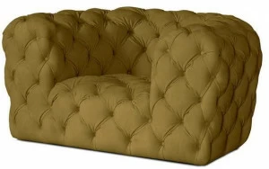 BAXTER Стеганое кожаное кресло с подлокотниками Chester moon