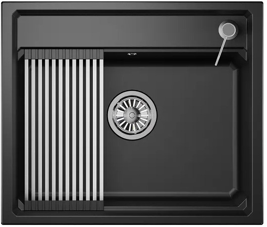 KS-6003, ШВАРЦ (чёрный металлик), кухонная мойка, кварц