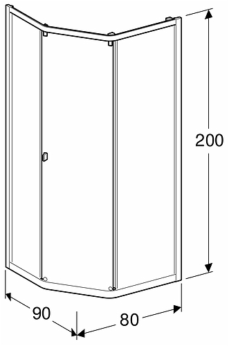 4983012907 Душевая стенка IDO Showerama 8-3 для пятиугольного душа, 900x700 мм  - Вид №4