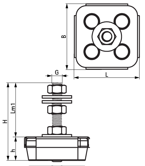 2800101000 VibraTek® MR-L 1000/M8 Rubber Levelling Mount rubber mount with M8 connection for equipment isolation and levelling walraven  - Вид №1
