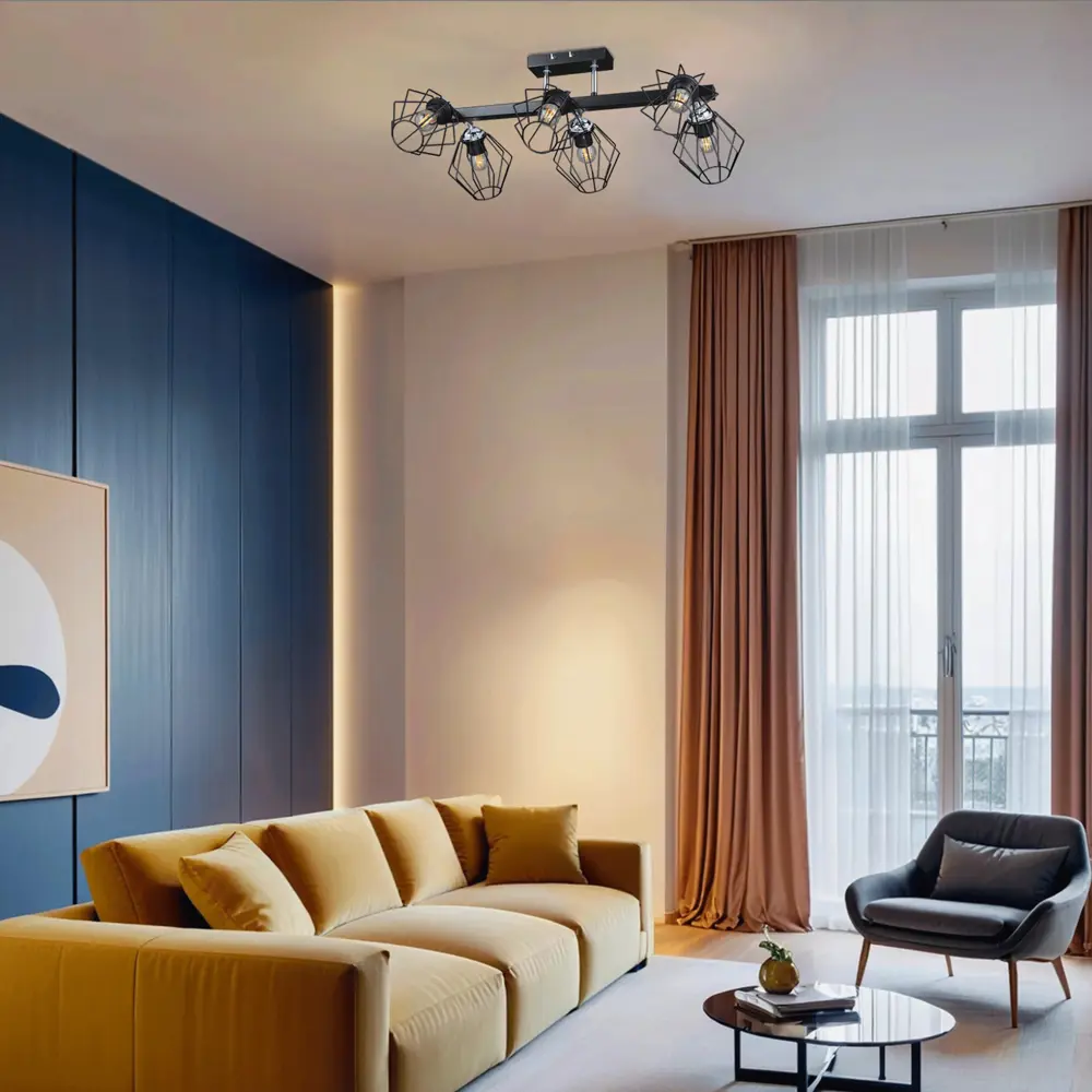 Люстра потолочная Гранж РС21384 6 ламп 18 м² цвет черный РОССВЕТ STLM-2161121 - Вид №9