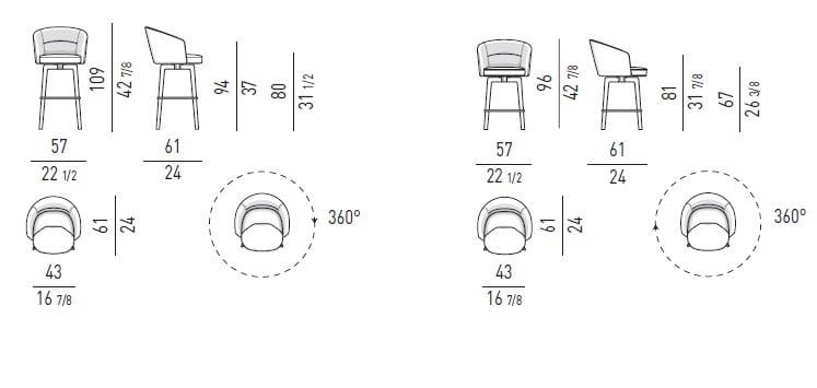 Высокий тканевый стул с подлокотниками Minotti ARCH-00089430 - Вид №2