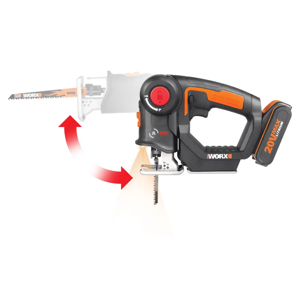 Лобзик-сабельная пила аккумуляторный Worx Axis WX550.9, 20 В Li-ion, без АКБ STLM-2162896 - Вид №2