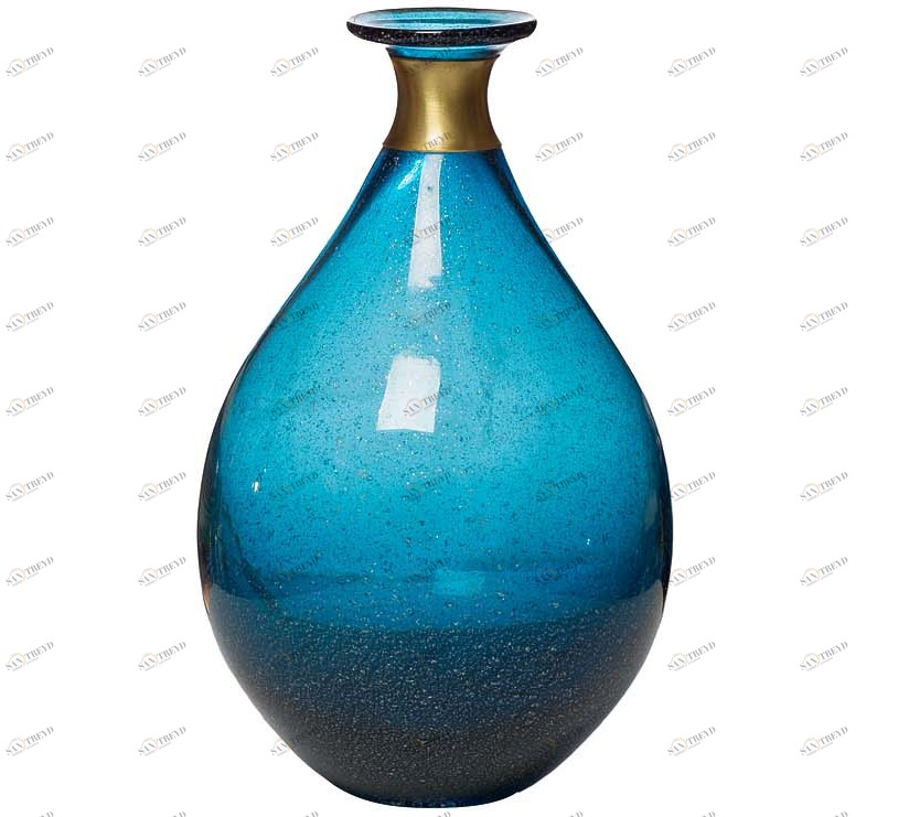 Ваза стеклянная синяя 25 см Arfa GARDA DECOR - 033971 Синий 