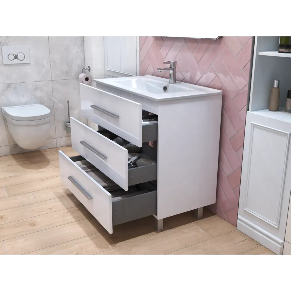 Тумба под раковину напольная Vigo Yuma 90 см цвет белый STLM-2148943 - Вид №8