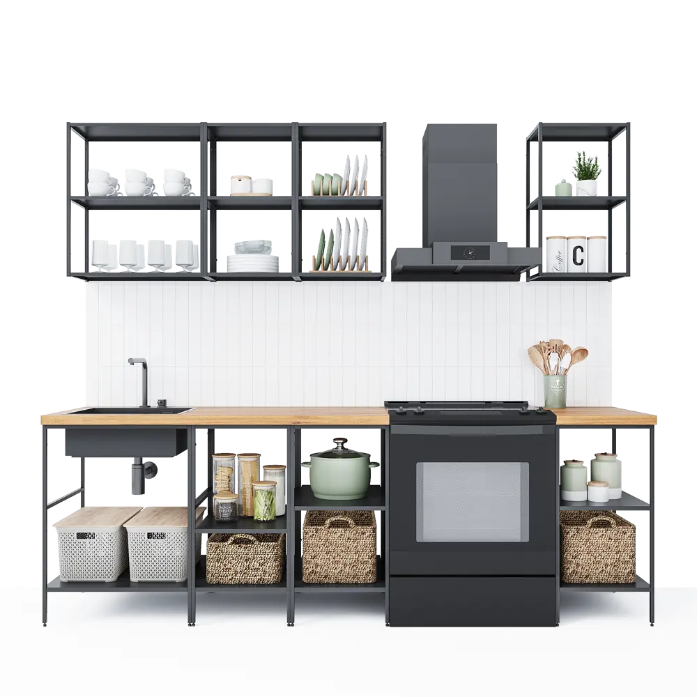 Кухонный гарнитур 180x60 см Вельга цвет черный KONSENSA STLM-2037019