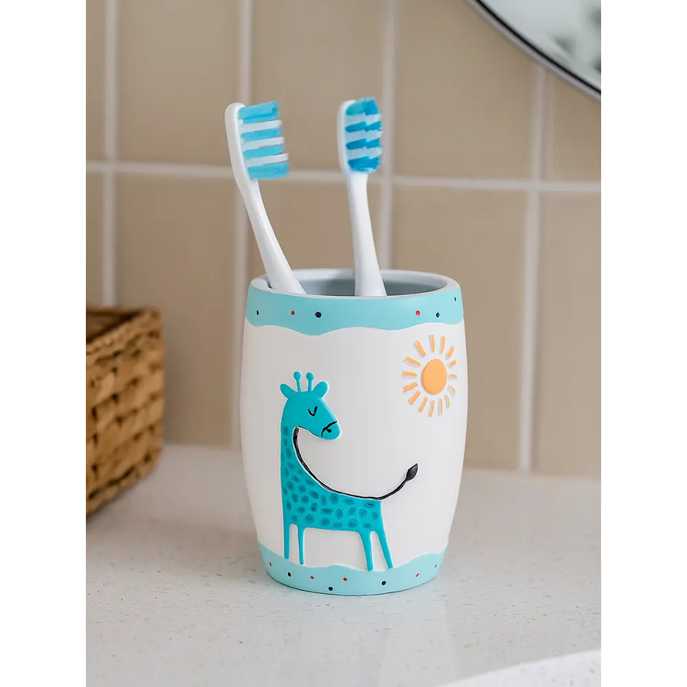 Стакан для щеток саванна полирезина белый/голубой Santreyd STLM-2063795 - Вид №2