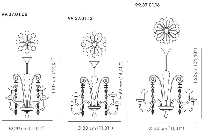 Люстра из дутого стекла VENINI Carlo Scarpa 99.37 ARCH-00142035 - Вид №1