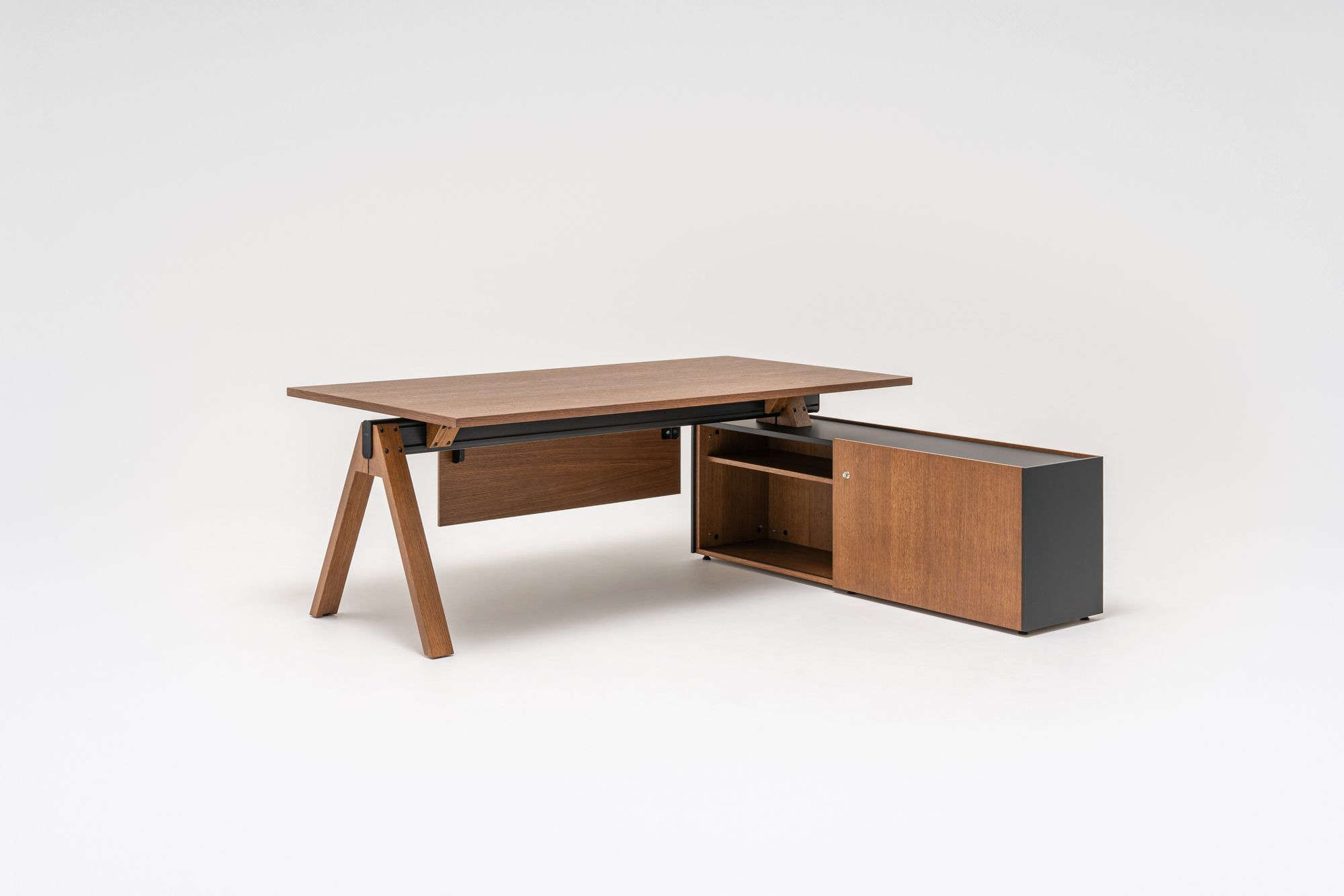 Деревянный угловой секционный стол со встроенной полкой MDD Viga ARCH-00080022 - Вид №8