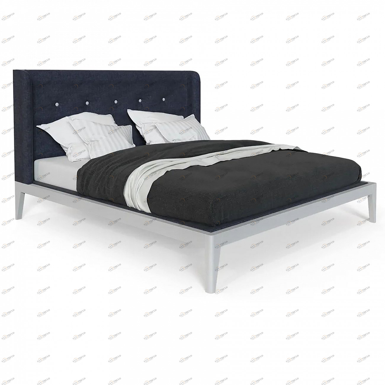 Кровать полутораспальная 140x200 темно-синяя Fly Soft new BRAGIN DESIGN ДИЗАЙНЕРСКИЕ 256416 Белый;синий 