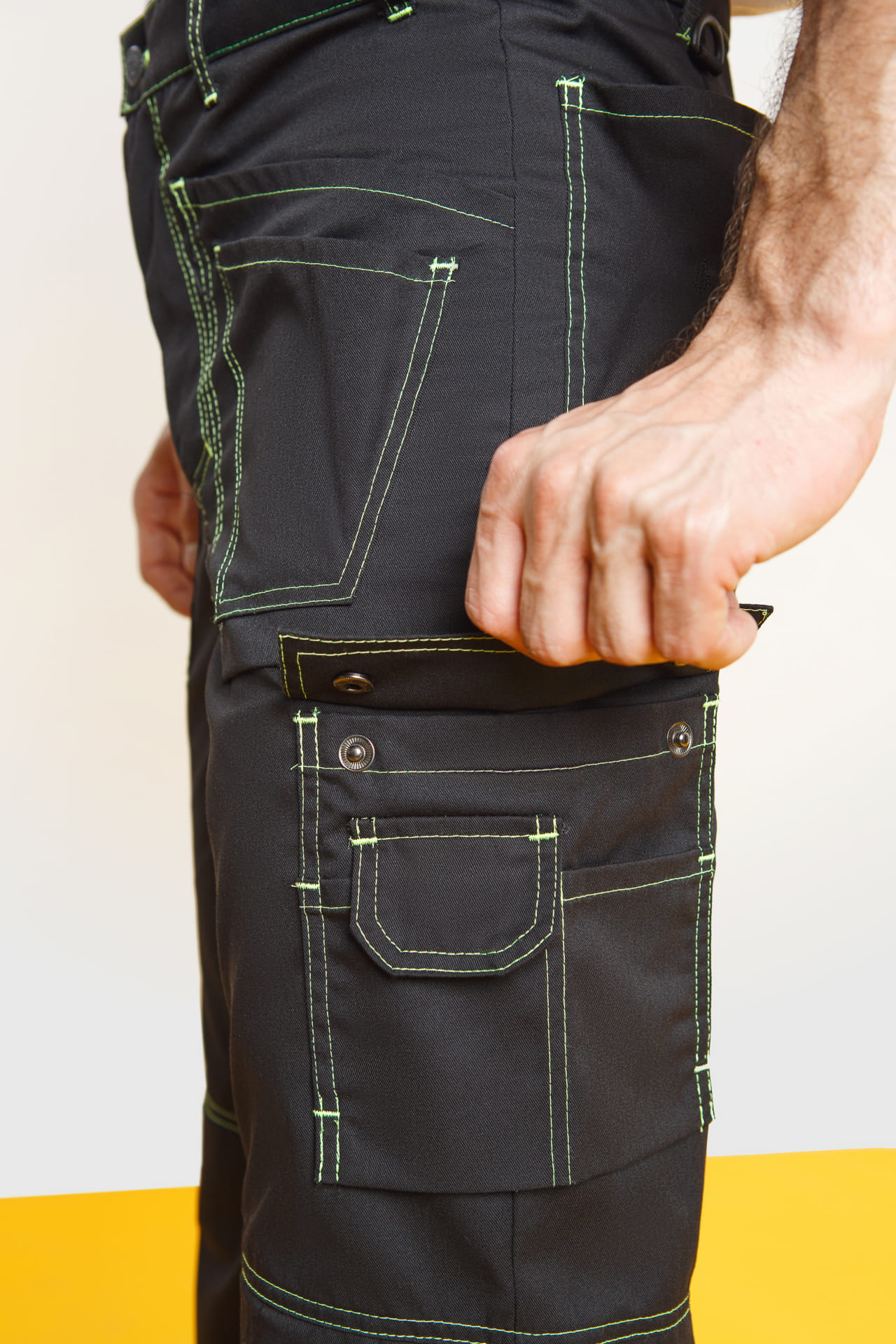 69774 Костюм "Премиум" летний черный с лимонным  Летняя спецодежда размер 60-62/182-188  - Вид №14