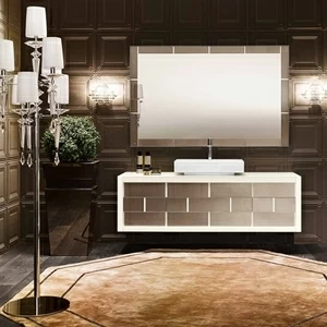 Комбинация ванной комнаты R04 в отделке VETRO extrachiaro riso MILLDUE RITZ