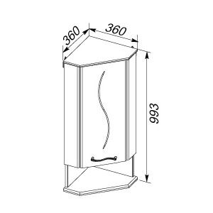 Шкаф навесной Aquanet Моника 35 R угловой белый 00186781 - Вид №1
