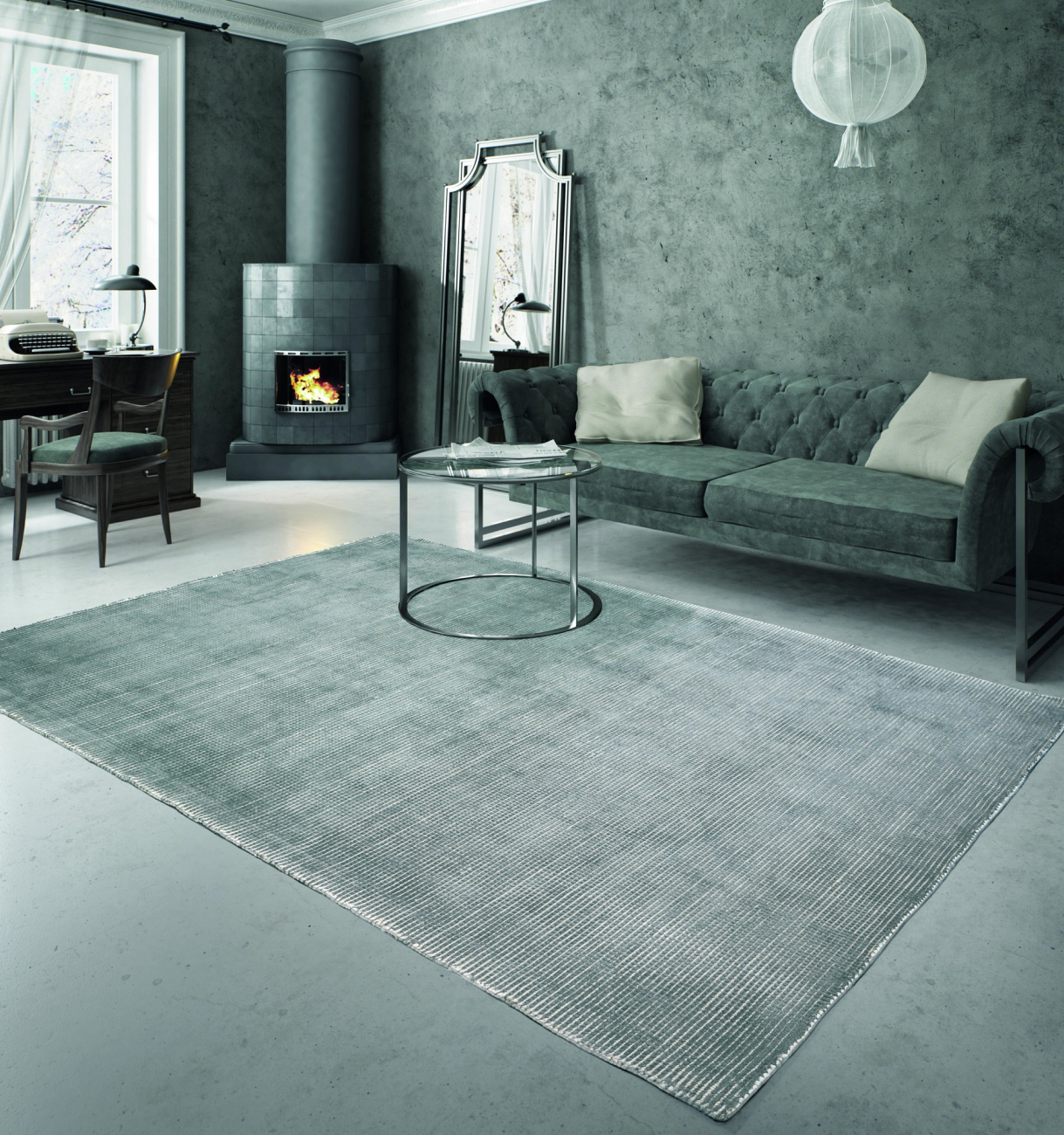 Ковер Ivette Серо-голубой 200*300 CARPETDECOR ДИЗАЙНЕРСКИЕ, HANDMADE, ДЕТСКИЕ 240219 Серый;голубой  - Вид №1