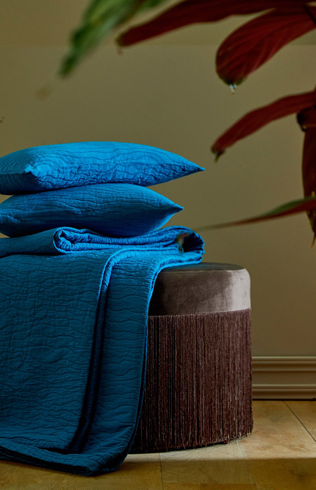 RACINES_BP_180 покрывало 180/260 синий хлопок пике Blanc des Vosges Santreyd 