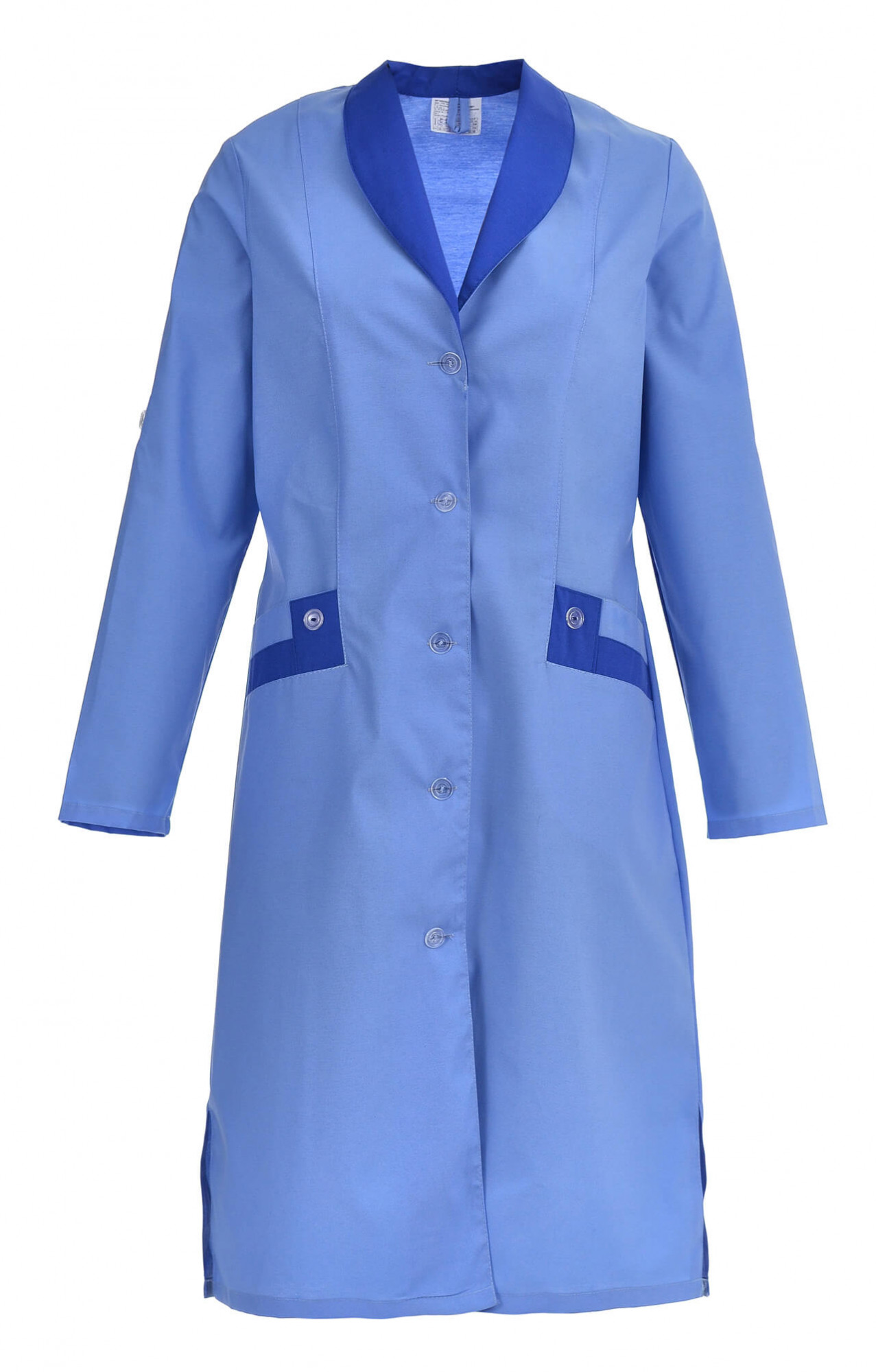61738 Халат "Радуга" длинный рукав голубой  Одежда для обслуживающего персонала  размер 60 Спецодежда 