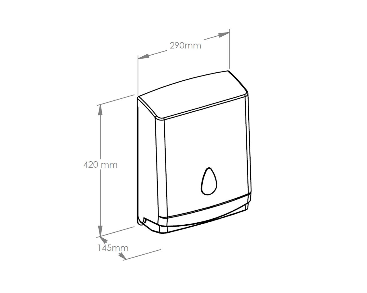 ATS101 Контейнер для одинарных бумажных полотенец TOP MAXI, пластик АБС, белый, серое окно Merida  - Вид №1