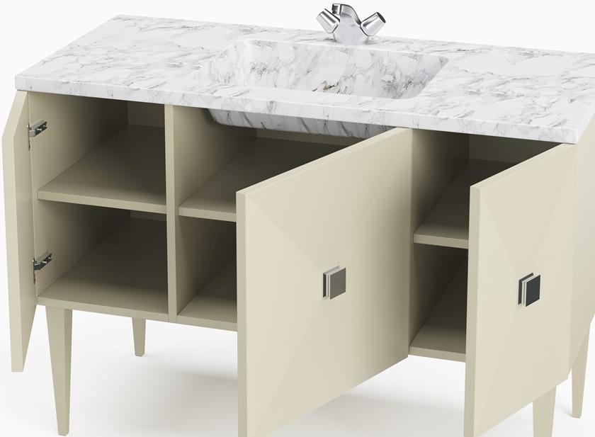 DWFI Отдельная лакированная тумба под умывальник с дверцами  00002198  - Вид №1