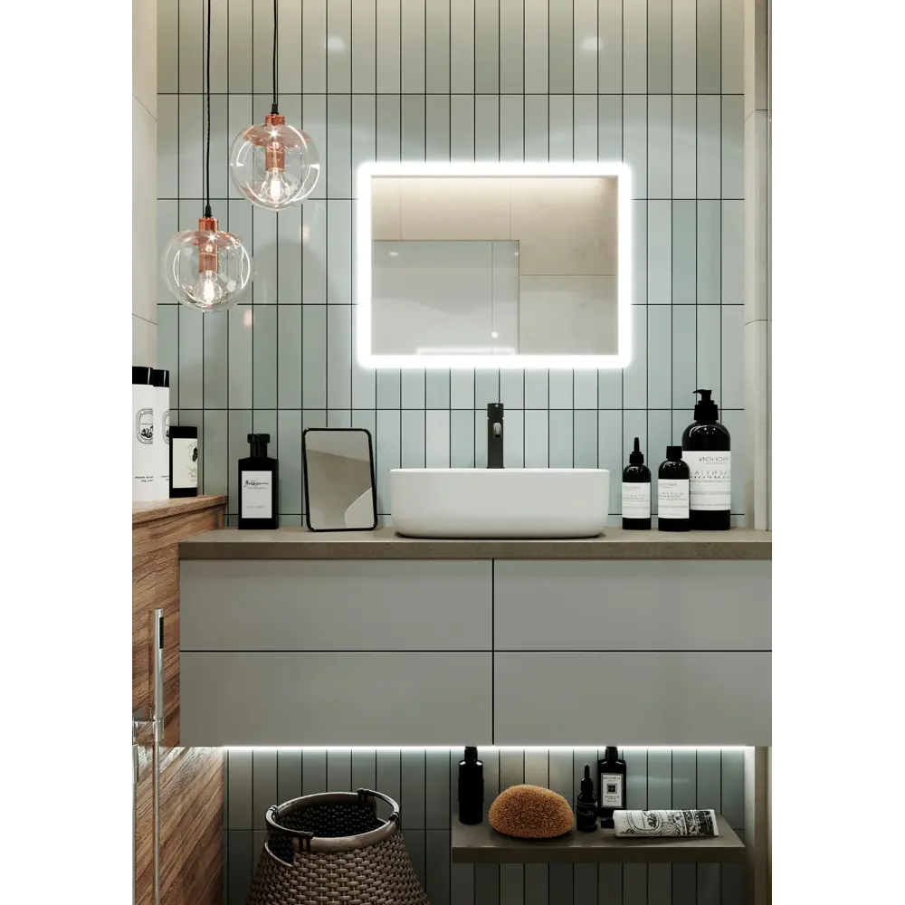 Зеркало для ванной Omega Glass Тип 2 SD932 с подсветкой 60x90 см прямоугольное STLM-2155523 - Вид №1