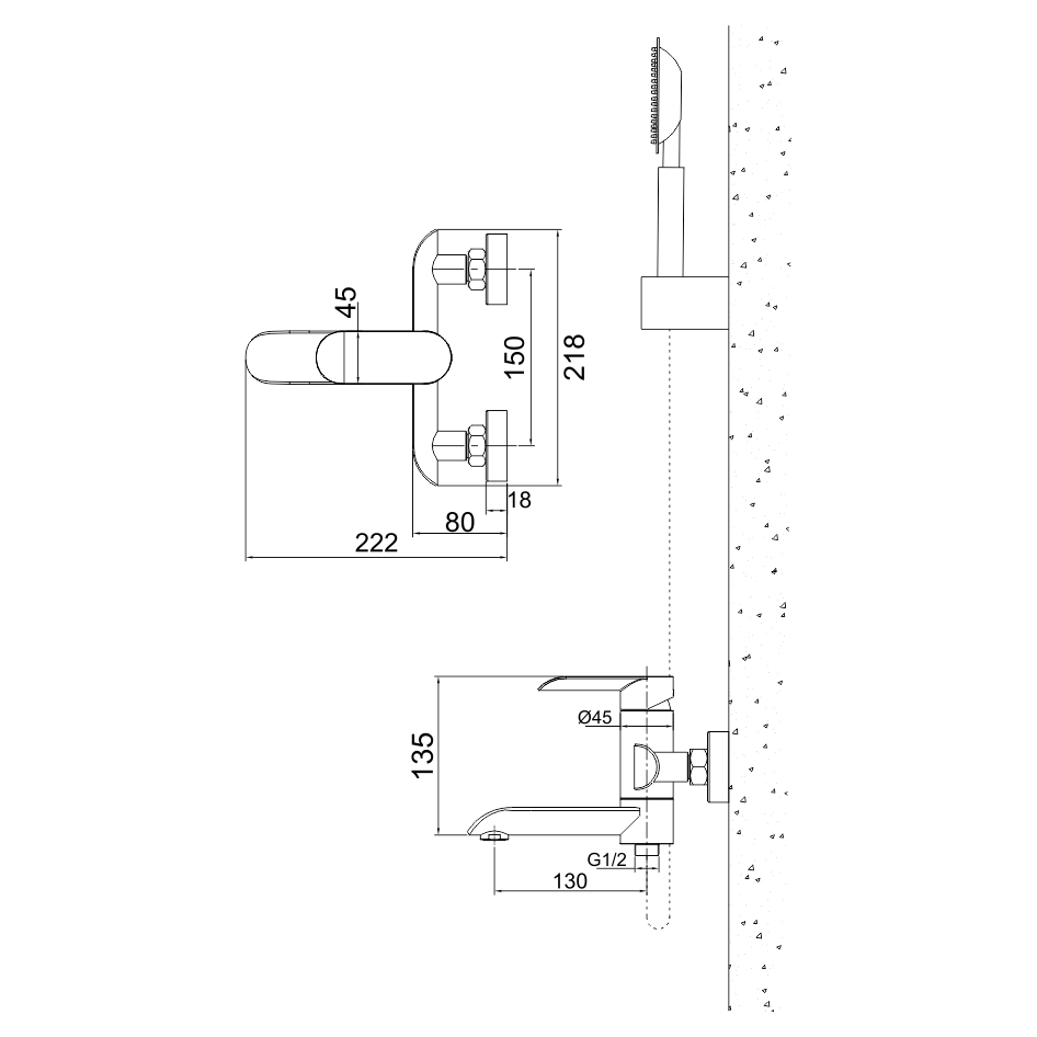 Смеситель д/ванны MELANA-610604 Paola Hi-tech нерж.сталь,сатин - Вид №2