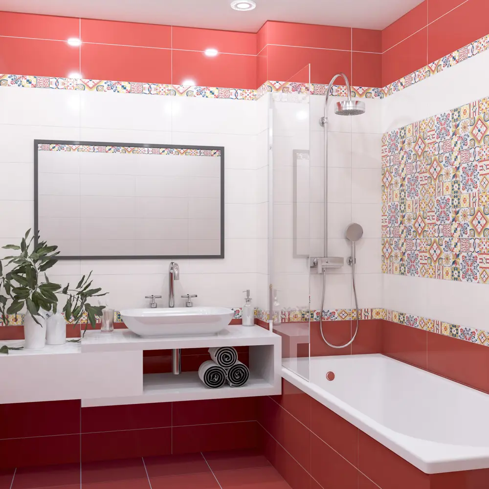 Плитка настенная Azori «Festa» 20.1x50.5 см 1.52 м² цвет красный 82472928 STLM-2073564  - Вид №4