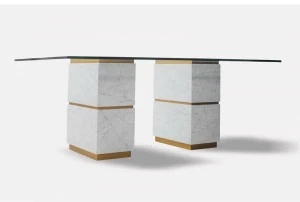 MORADA Прямоугольный обеденный стол из стекла и каррарского мрамора  Atlas dt