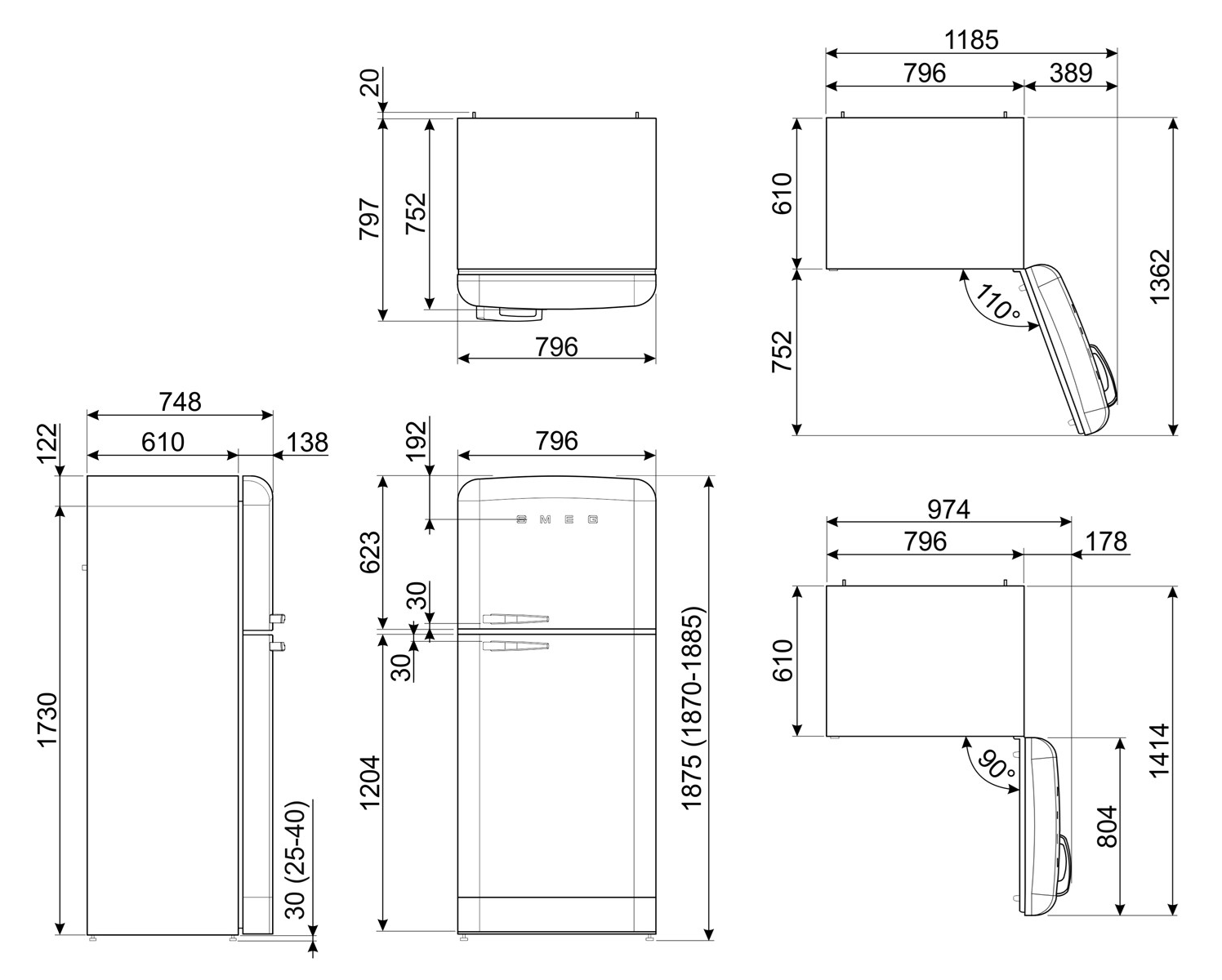 Smeg Однодверный двухдверный холодильник класса а ++ Smeg 50's style sun-id-1459983 - Вид №21