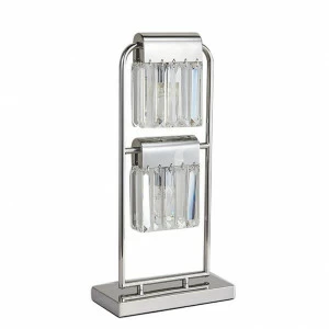 Настольная лампа с хрустальными подвесками двойная хром Newport NEWPORT ИНТЕРЬЕРНЫЕ 00-3834818 Прозрачный;хром