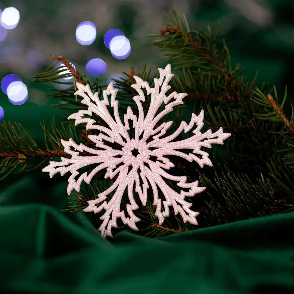 88458678 Новогоднее украшение Снежинка Морозко 12x12 см цвет розовый STLM-0956887