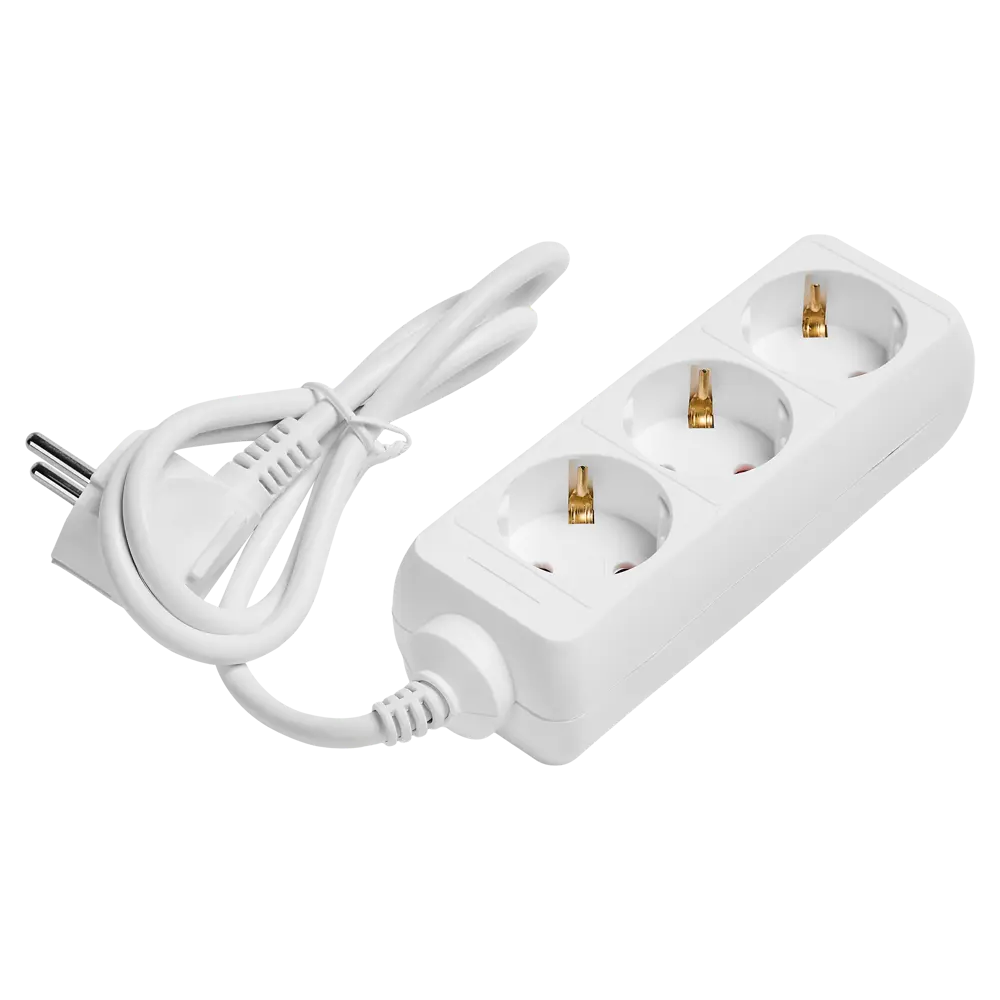 Удлинитель бытовой Skybeam 3x1 1 м 3 розетки с заземлением 3680 Вт цвет белый STLM-2196723 - Вид №1