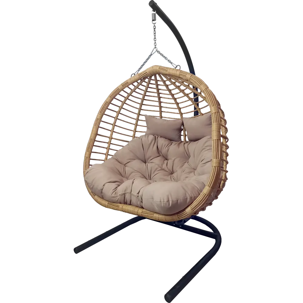 Кресло подвесное Siesta tubo 205x126x133 см сталь/искусственный ротанг бежевый/коричневый Santreyd SI015 STLM-2197694 - Вид №1