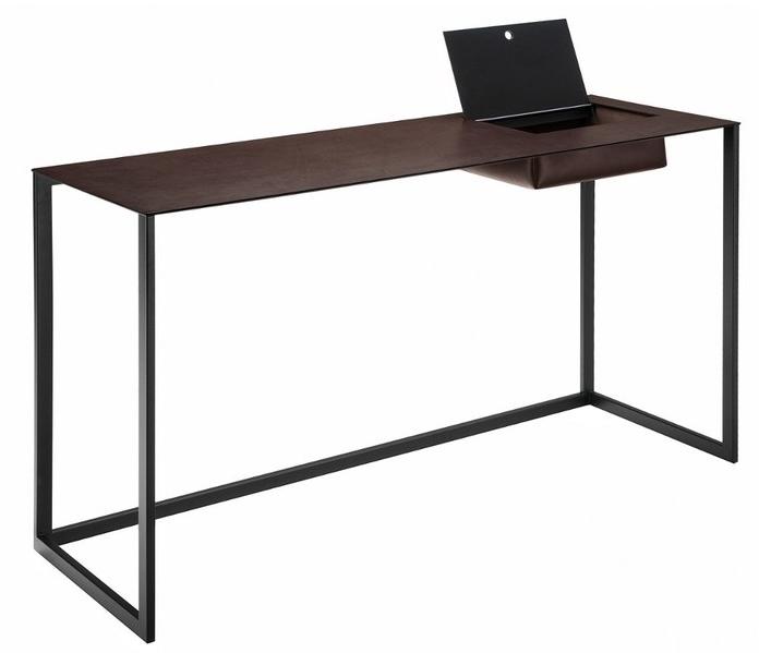 Zanotta Стол письменный из стали, столешница обтянута кожей sun-id-1471370 - Вид №1