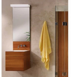 CARMENTA Подвесная тумба под умывальник из дерева с зеркалом Cube