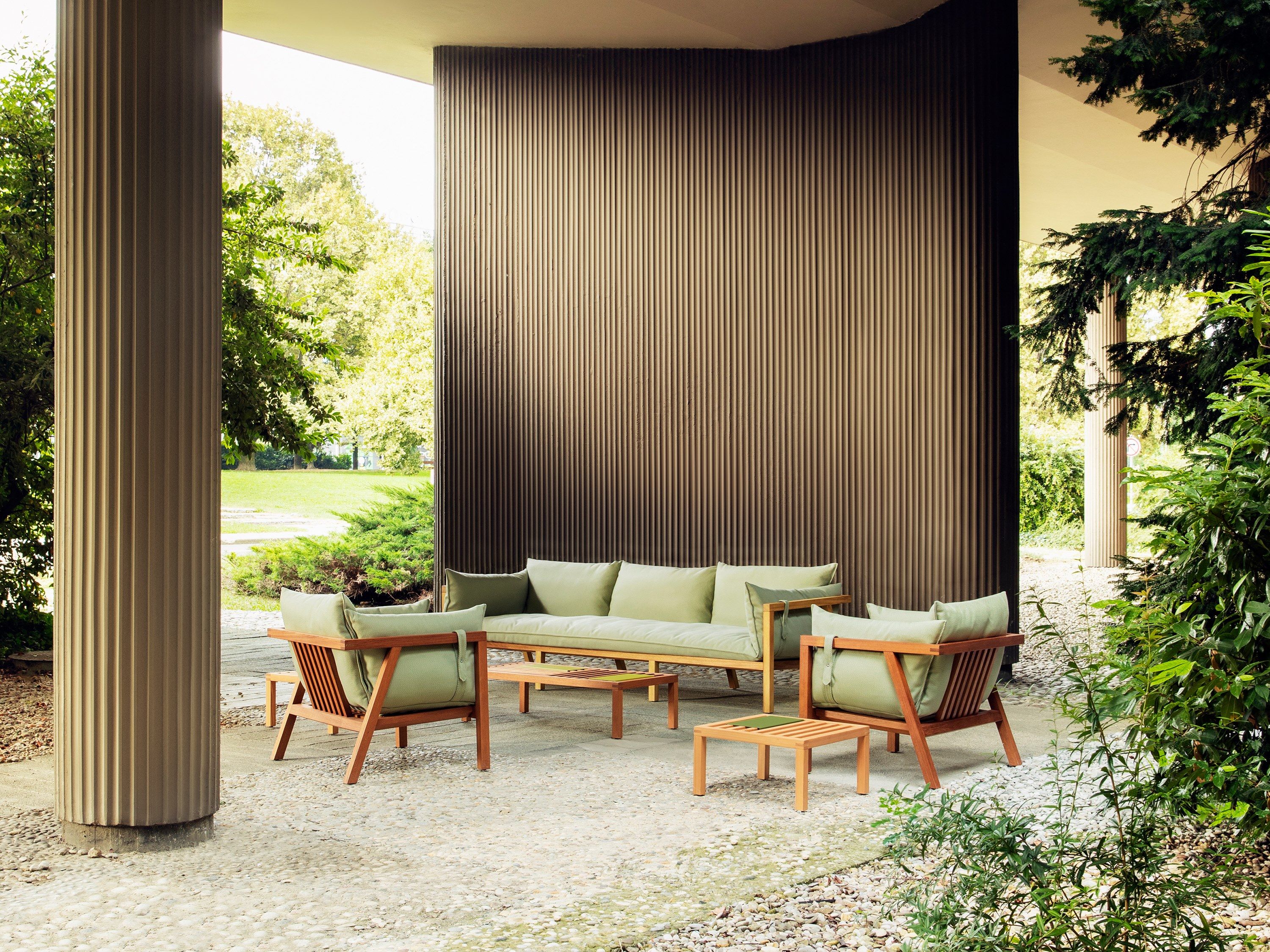 3-местный тканевый съемный садовый диван prostoria Umomoku ARCH-00132044 - Вид №1