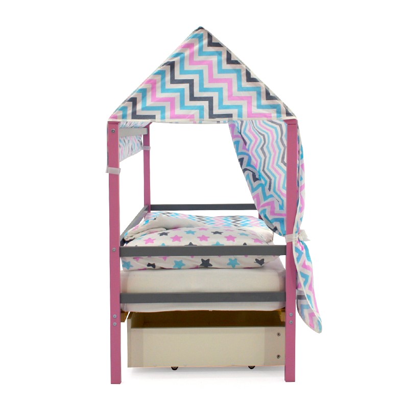 Крыша для кровати-домика текстильная Svogen зигзаги, графит, лаванда, бирюза БЕЛЬМАРКО  00-3833088 Голубой;серый Santreyd  - Вид №4