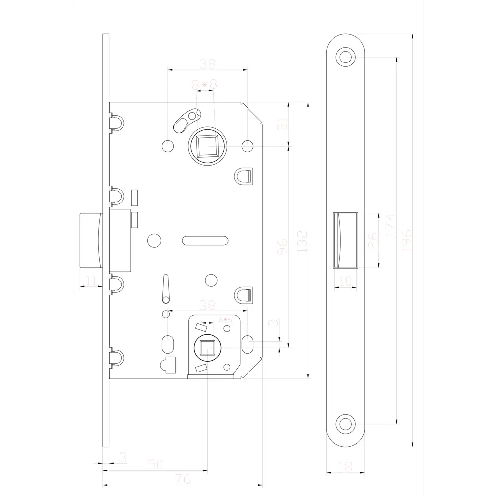 Дверная защёлка EDSON EDS-50-96 с фиксатором, бронза 18743785 STLM-0012380 - Вид №5