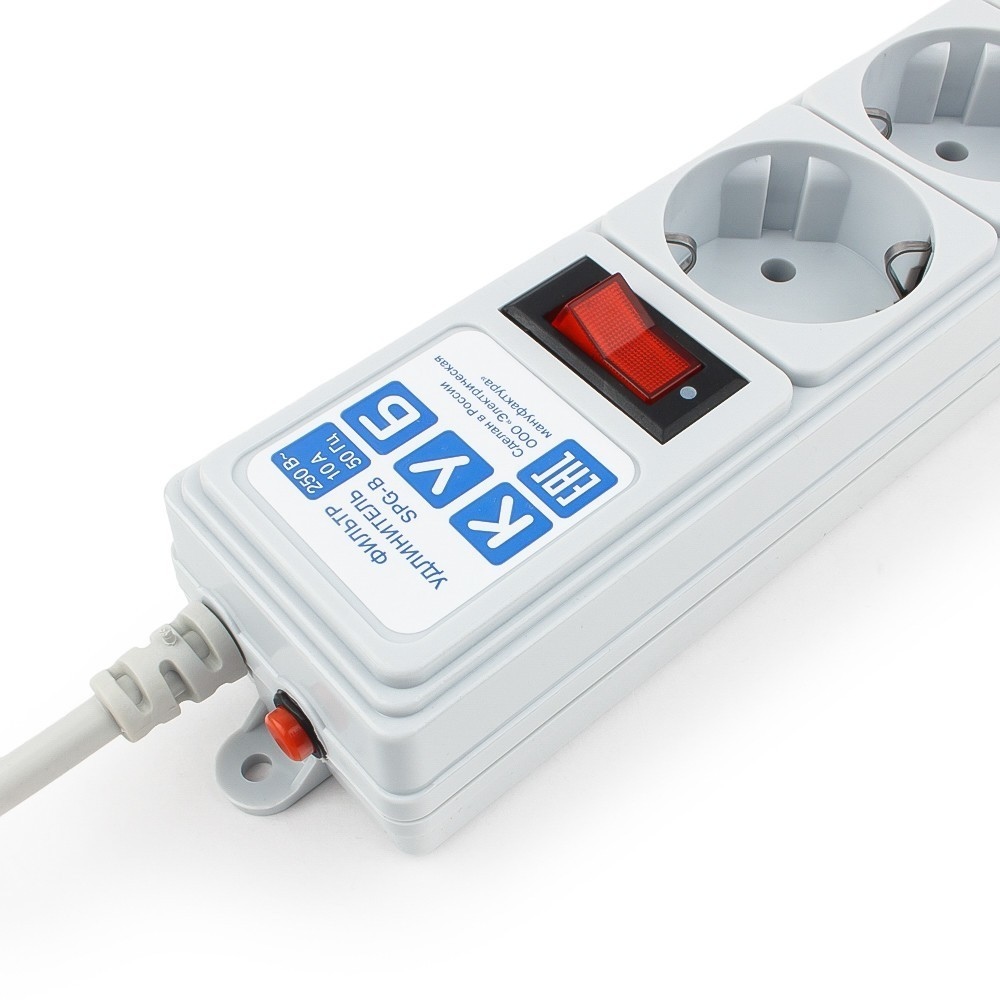SPG-B-6 Surge protector power cube b 1.9 m 5 outlets (gray) 10a / 2.2kw Электрическая мануфактура Santreyd  - Вид №3