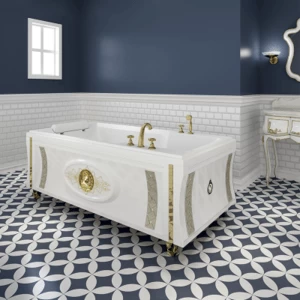 Ванна "РУСИЛЬОН" (чаша, рама-подставка на декоративных ножках, комплект панелей, подголовник, исполнение золото)